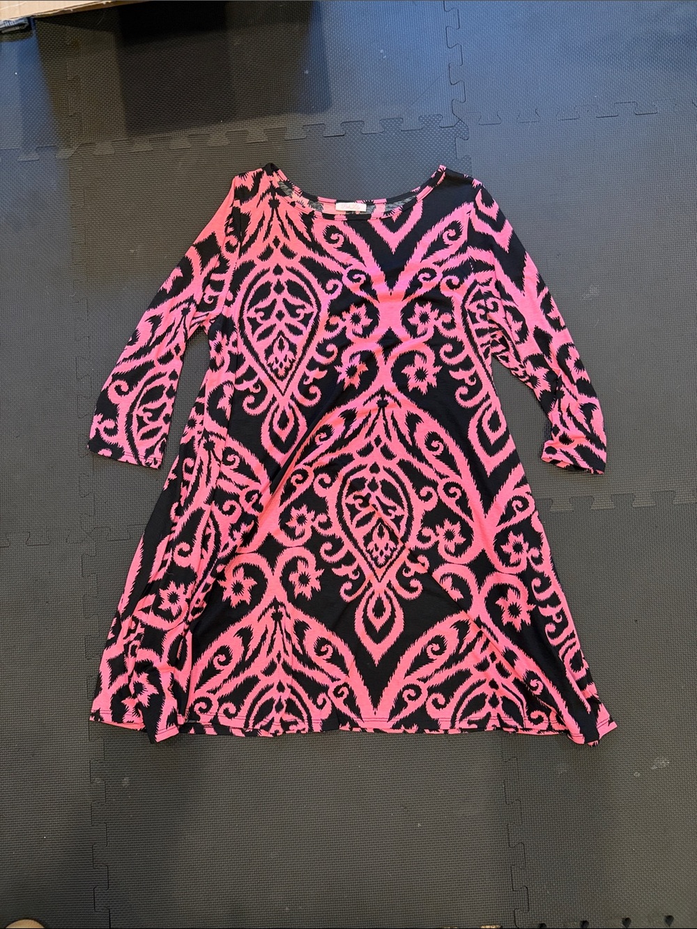 Pink Lily Black and Pink Printed Tunic Dress